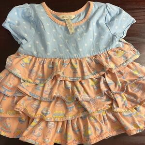 Matilda Jane Blue and Peach Ruffle Blouse